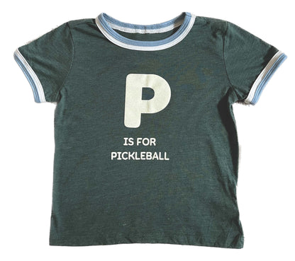 P is for Pickleball Kid's Ringer T-Shirt