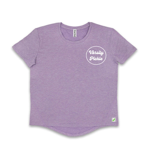 Varsity Pickle Women's Performance Tech Short Sleeve Shirt Circle Logo (Lilac)